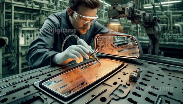 后視鏡（加熱片）激光蝕刻線路與傳統(tǒng)酸洗的對比